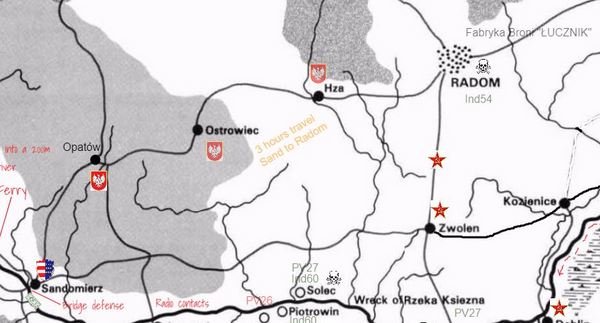 Map - Sandomierz to Radom