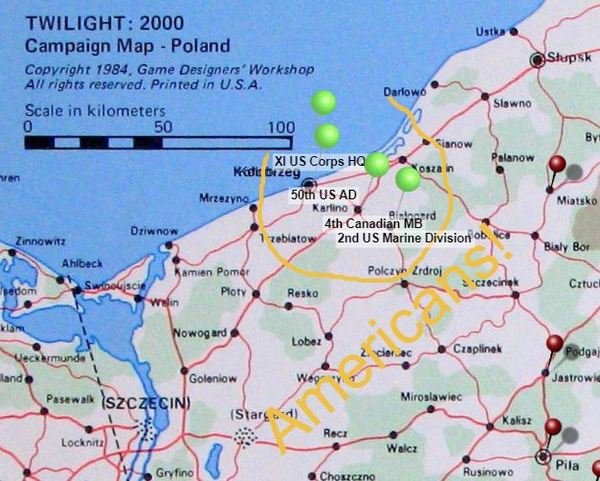 map - american units on n poland coast